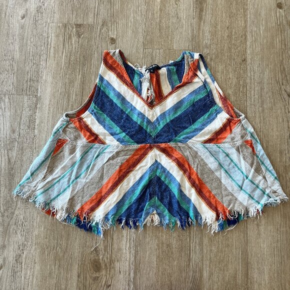 Womens Indigo Rein Multicolored Stripe Open Back Tank Top - XL - Picture 1 of 7